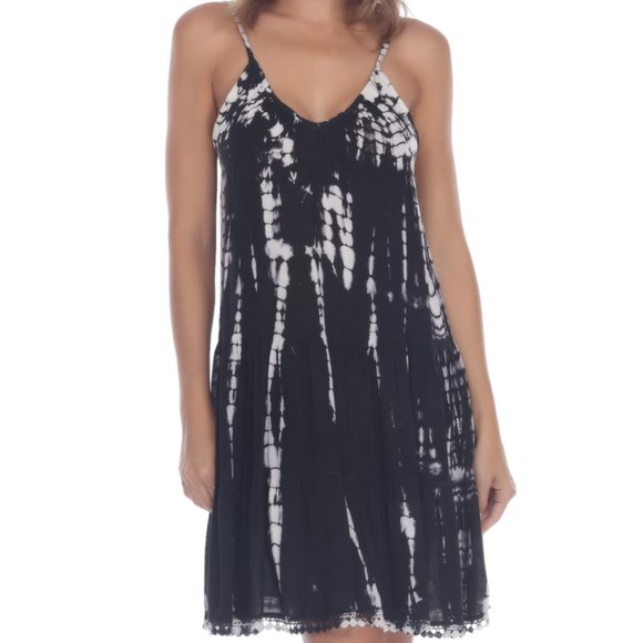 Raviya Black Swimsuit Tie-Dye-Print Swim Cover-up - Picture 1 of 9